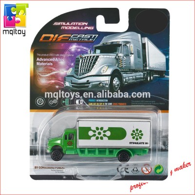 Metal truck 1/64 diecast container truck model with plastic container